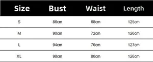 Detailed size chart for V-neck jumpsuit with bust, waist, and length in S to XL