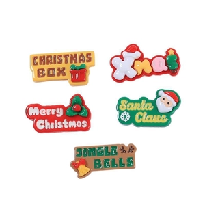 Set aus Cartoon-Harz-Weihnachtsanhängern mit Weihnachtsmann und Merry Christmas-Schriftzug