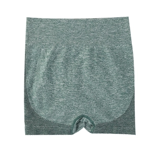 Seamless green marl high-waisted yoga shorts with honeycomb breathable side panels