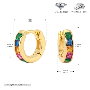 Spécifications de taille pour boucles d'oreilles en argent 925 et zircons colorés