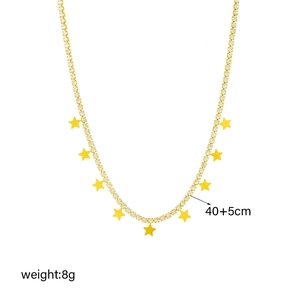 Goldene Halskette mit Sternanhängern und Zirkonia, Edelstahl, 40+5cm Länge, 8g Gewicht