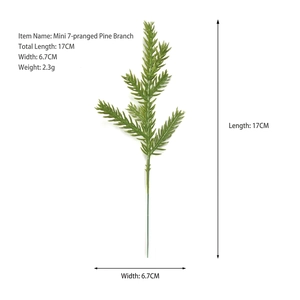 Detailed size chart for artificial mini pine branch measuring 17cm in length