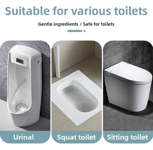 Detail showing toilet gel compatibility with urinals, squat pans, and smart toilets