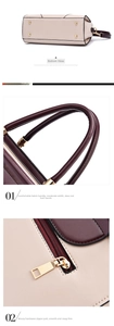 Close-up of golden protective feet, reinforced handles, and smooth zipper on the handbag