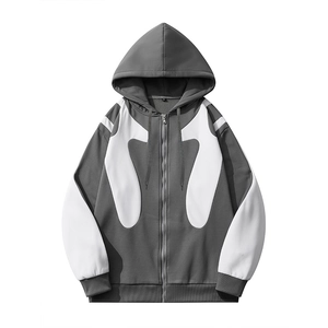 Herren Kapuzenjacke Reißverschluss Polyester Baumwolle Color Block Splicing Streetwear Retro