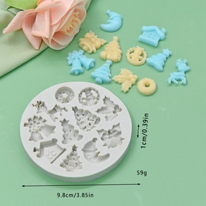 Moule de Noël en silicone avec formes d'arbre, cloche et maison pour pâtisserie DIY