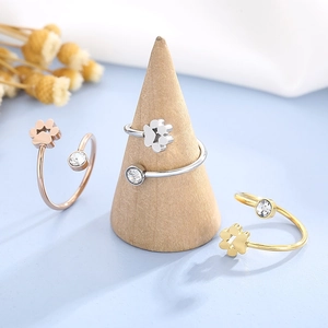 Détails des bagues pattes de chat ajustables en or rose, argent et or avec zircon brillant