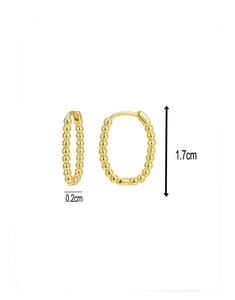 Detailed dimensions of 14K gold-plated S925 silver beaded oval hoop earrings