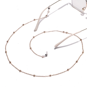 Minimalist gold beaded metal chain for eyewear with anti-slip silicone loops for glasses