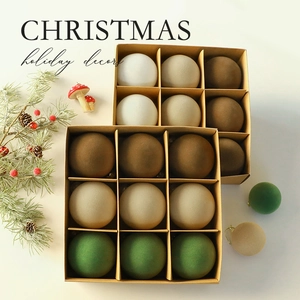 Christmas Ball Ornaments Flocked Velvet Earth Tone Holiday Tree Hanging Baubles Modern Minimalist Home Decor