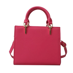 Fuchsia fashional crossbody handbag with golden hardware and sewing line detail