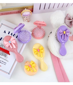 Collection de brosses à cheveux à nœud mignonnes et peignes miroir pliables portables
