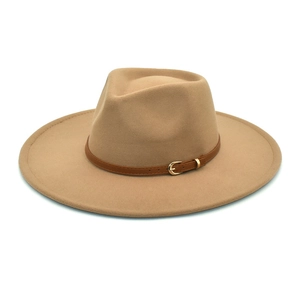 Cappello Fedora A Tesa Larga Misto Cotone Poliestere Stile Britannico Retro Cappello Jazz Con Decorazione Fibbia Cintura