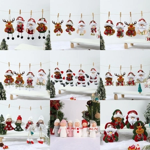 Plush Christmas Tree Hanging Ornaments Fabric Santa Snowman Reindeer Angel Figures Decorations Home Party Holiday