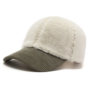 Baseball Cap Sherpa And Corduroy Spliced Warm Windproof Autumn Winter Outdoor Unisex Fashion