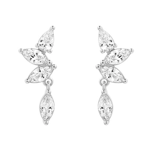 Exquisite S925 silver needle stud earrings with marquise colored zircon in leaf design