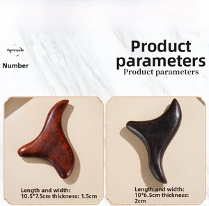 Detailed size parameters for red and black sandalwood triangular meridian massage tools