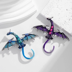 Exquisite mythical dragon brooches with colorful enamel and sparkling rhinestones