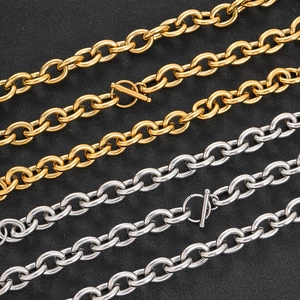 12mm stainless steel O-chain necklaces and bracelets with toggle clasp in gold and silver