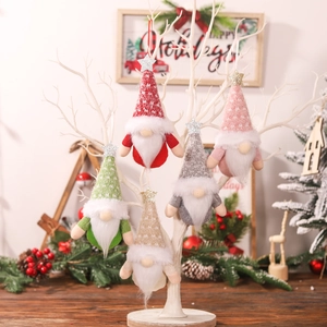 5pcs Christmas gnome plush ornaments set with knitted hats and stars for tree decoration