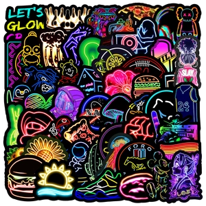 Neon style graffiti stickers bundle with colorful waterproof designs for laptops