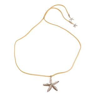 Collier bohème vintage avec pendentif étoile de mer et cordon marron réglable pour la plage