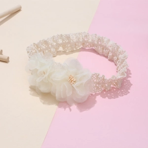 Fascia elastica per neonati con pizzo e decorazioni floreali in rete per bambine