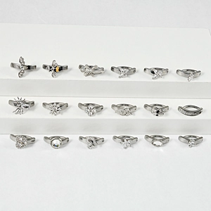 Surgical steel 14G navel rings set featuring silver butterflies and animals with zircons