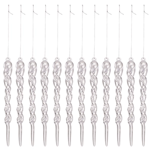 Set of 12 clear spiral acrylic icicle ornaments for Christmas tree hanging decoration