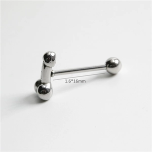 Piercing de langue en acier inoxydable avec crâne et forme phallique 1.6x16mm