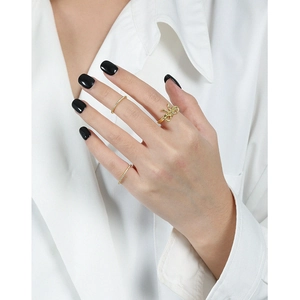 Minimalist S925 sterling silver bow knot and zircon pavé ring set for women