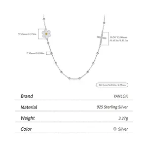 S925 sterling silver daisy choker with micro-pave cross pendant for women