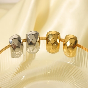 Minimalist irregular faceted stainless steel earrings in gold and silver finish