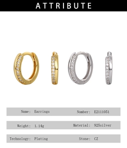 Spécifications des boucles d'oreilles en argent 925 avec pierres CZ et poids de 1,14 g