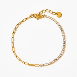 Stainless Steel Anklet Bracelet For Women Paperclip Tennis Chain With Zircon Artificial Pearl Adjustable Luxury Jewelry