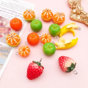 Acrylic fruit charms collection with orange banana strawberry shapes for DIY jewelry making