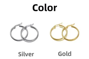 Polished oversized stainless steel hoop earrings in classic gold and silver finishes