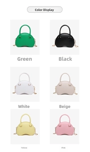 Color display of six stylish PVC jelly bags in green black white apricot yellow and pink