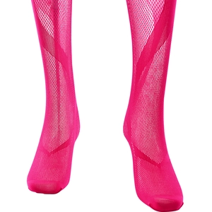 Detail van roze netpanty met unieke diagonale meshpatronen en elastische stretchstof
