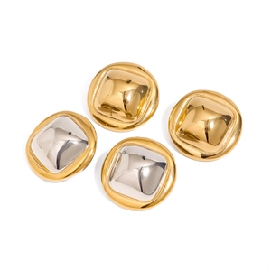 Chic square titanium steel earrings in gold and mixed silver finish for a modern look