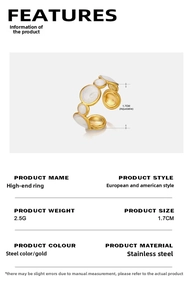 Detail view of 2.5g gold-plated adjustable stainless steel ring with 1.7cm diameter