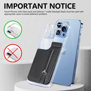 Detailed carbon fiber texture phone wallet with zipper attached to clear phone case