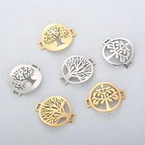 Tree Of Life Hollow Stainless Steel Bracelet Connector Links For DIY Jewelry Making Fashion Accessory