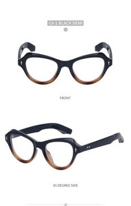 Dettaglio montatura cat-eye Black Demi con accenti metallici dorati in due angolazioni