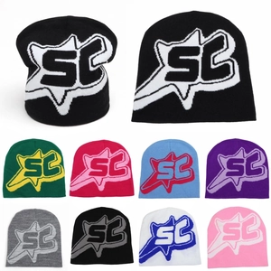 Beanie Hat Acrylic Knitted Jacquard Letter Pattern Hip Hop Warm Windproof Outdoor Streetwear Style For Unisex Adult