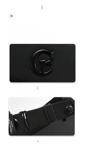 Detail view of the black knit sun visor showing the 3D logo and adjustable buckle strap