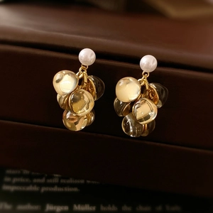 Boucles D Oreilles Pendantes Vintage En Résine Et Fausses Künstliche Perles Avec Tige En Argent Sterling 925 Pour Femmes