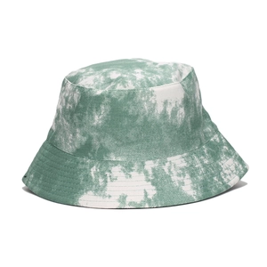 Double-sided tie-dye bucket hat for men and women featuring green and white marble pattern