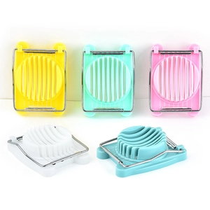 Multi-colored plastic egg slicers with metal wires for easy slicing in various colors