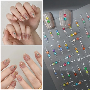 Colorful candy gemstone nail art stickers with glitter rhinestones for manicure decoration
